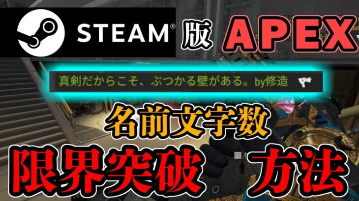 【APEX】Steam版APEX名前文字数の限界突破方法！！！