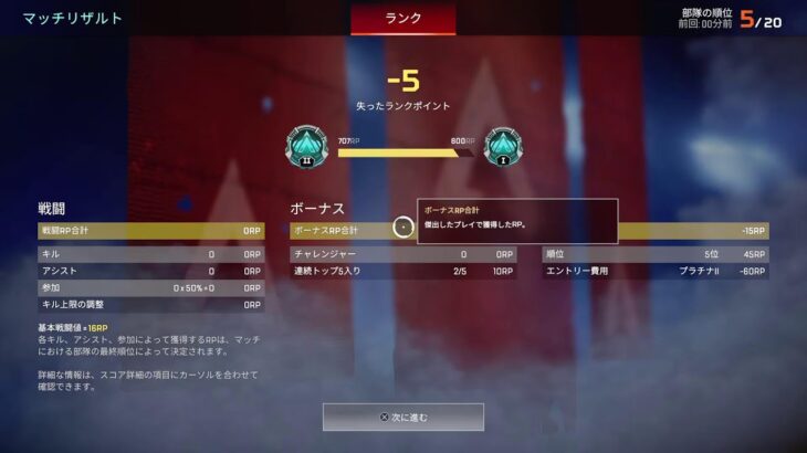 apexシーズン20 ランク　フルパ