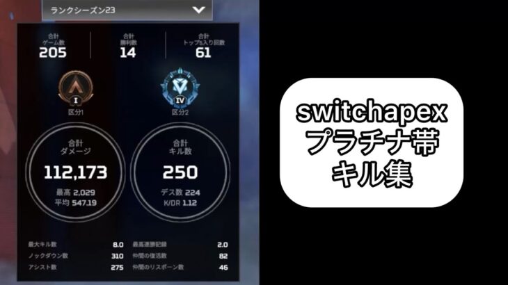 【switch版apex】初プラチナ帯&初ダイヤにいった7年間同じジョイコンを使う男のミニキル集