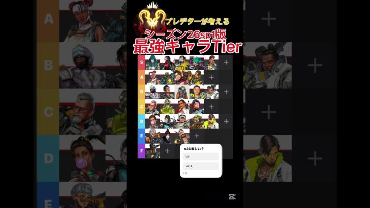 【APEX】プレデターが考えるs26スプ1キャラランキング#apex #apexlegend #apexlegends #パスファインダー #プレデター #ゲーム実況