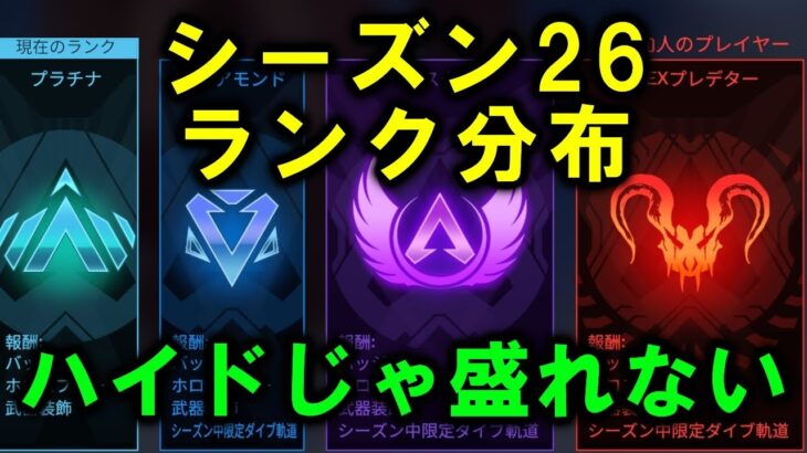 【APEX】シーズン26ランク分布 ハイドじゃ盛れない【エーペックス】