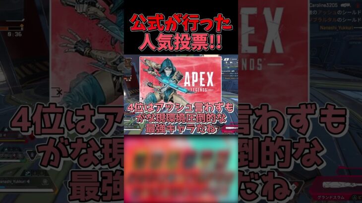 【APEX】Apex公式が行ったキャラ人気投票の結果を重音テトが紹介します！！【ゆっくり実況】#shorts  #apex #apexlegends #apexシーズン26