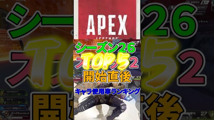 エーペックスシーズン26スプリット2開始直後のキャラ使用率ランキングTOP5を紹介します！#apex #エーペックス#shortsfeed #subscribe #shorts