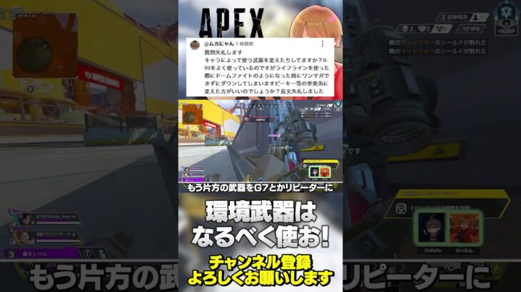 キャラによって武器は替えるべき？徹底ではないと思うけど環境武器は使った方がいいかも！【 APEX のったん エペ解説 】#apex #apexlegends #のったん #エペ #エペ解説